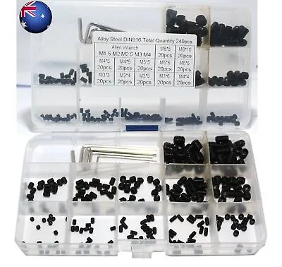 240Pcs M3/M4/M5/M6/M8 Carbon-Steel Hex Socket Set Grub Screws Kit+5Pcs Hex Keys • $29.49