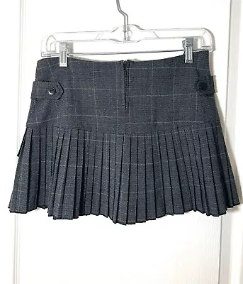 Charlotte Russe Mini School Girl Plaid Skirt Size 1 S Small Gray Pleated Short • $14.99