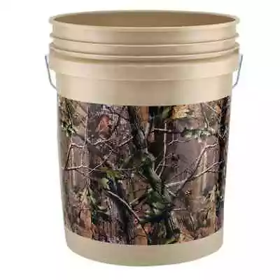 Brown Tan 5 Gal Camo Pail Camouflage 5 Gallon Bucket Realtree APG Buckets • $10.20