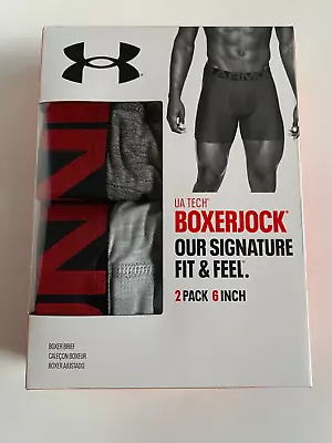 NEW Under Armour Tech Men's 6  Boxerjock Boxer Brief 2 Pack Gray Medium 1363619 • $19.99