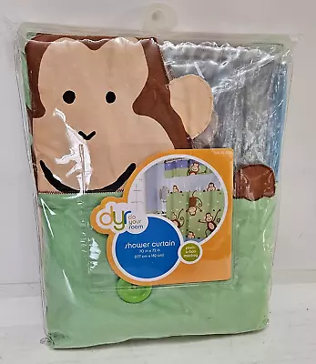 Dyr Do Your Room Peek-a-boo Monkey 100% Cotton Fabric Shower Curtain 70x72 • $47.52