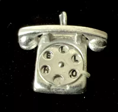 Vintage 925 Sterling Silver Hello Telephone Dimensional Charm • $12.99