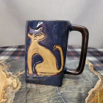 Design By Mara Mexico Cat Mug Art Pottery Signed Large Coffee Cup 3 Cats Signed • $19.10