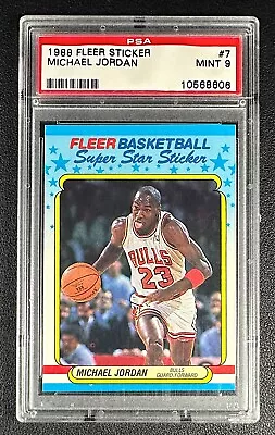 Michael Jordan Psa 9 1988 Fleer Basketball #7 Sticker Chicago Bulls Mint Hof • $22.50