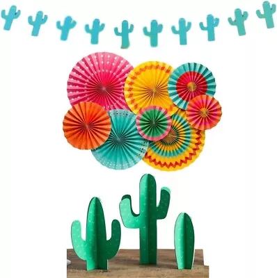 My Mind's Eye Cactus Fiesta Party Supplies & Decoration Kit: Banner Tabletop Fan • $25.88