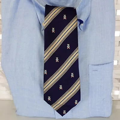 Neck Tie Mens Blue Repp Stripe Solid Suit Bear Fun Cool Cartoon TRADITIONAL • $14.88