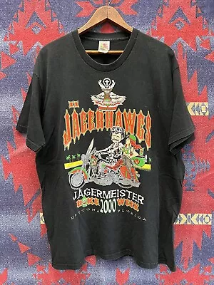 Vintage Jäegermeister Shirt Jagerhawgs Bike Week Harley Biker XL • $34.99