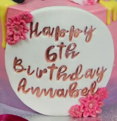 Personalised Edible Handmade Name Plaque / Badge Birthday Cake Topper • £12.99