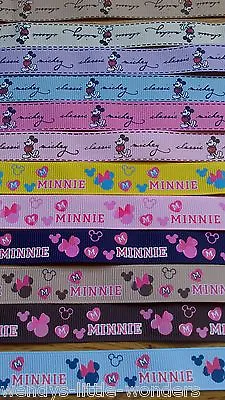 1 Yard Of Disney Minnie & Mickey Mouse 15mm Grosgrain Ribbon Most Colours • £1.87