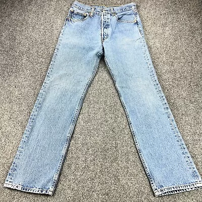 Vintage 90s  1993 Levis 501 Button Fly Blue Medium Wash Jeans Mens Size 31x32 • $74.88