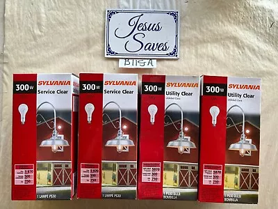 4 SYLVANIA 300-Watt Clear PS30 Utility Light Bulb Medium Base             B115a • $25