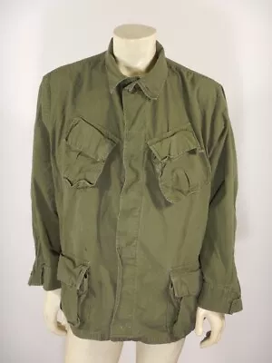 Vintage 1968 Slant Pocket Rip Stop Jungle Jacket BURGESS Size LARGE REGULAR • $150