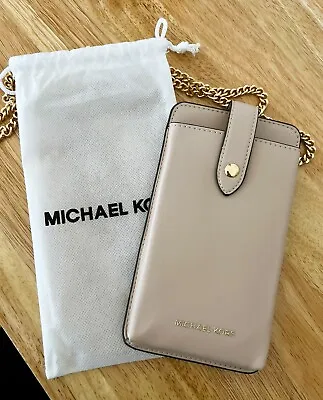 Michael Kors Fragrance Nude Pink Crossbody Phone ID/Card Case Gold Chain Strap • $31.90