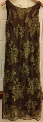 £9.99 • Buy JESSICA HOWARD 90sSTYLE BROWN FLORAL LONG SHIFT DRESS UK SIZE12 CG N43