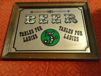 Vintage Bar Mirror Beer 0.5 Cents Saloon Mirror 13.5 X10.5  Tables For Ladies • $19.99