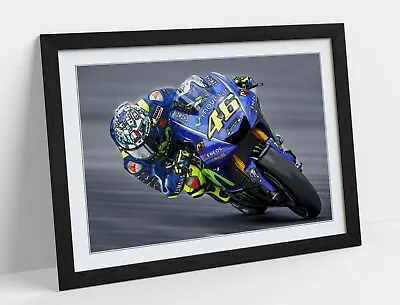 Valentino Rossi -art Framed Poster Picture Print Artwork- Grey Blue • £14.99