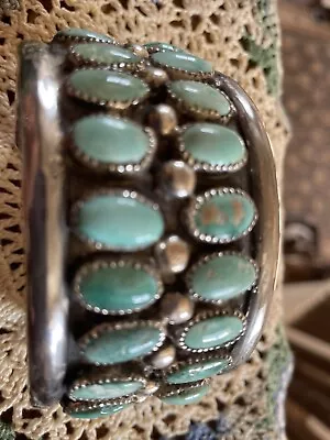 Vintage Navajo Early Kingman Cabochons Turquoise Bracelet”large Bracelet • £320.68