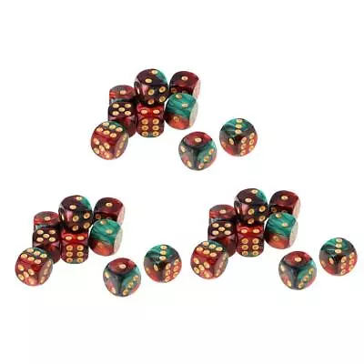 Set Of 30 Translucent Six Sided 16mm D6 Resin Game Dice Set Red And Green • $24.38