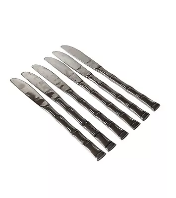 Japanese Solid Stainless Steel Bamboo Handle Knife Set X 6 Vintage Retro 20cm • $59.95