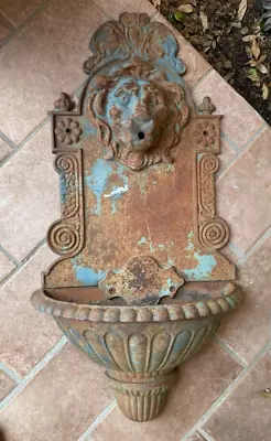 Antique French Style Lion Cast Iron Wall Fountain Garden Sink Lavabo Planter • $550