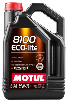 MOTUL 8100 ECO-LITE 5W20 5 LITER BOTTLE 100% Lubricant - Fuel Economy 109104 • $38.99