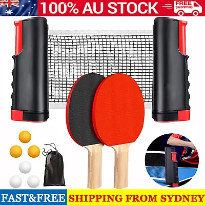 $18.89 • Buy Portable Table Tennis Kit Ping Pong Set Retractable Net Rack 2 Bats 6 Balls
