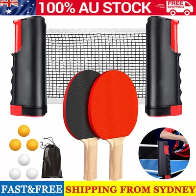 $18.89 • Buy Portable Table Tennis Kit Ping Pong Set Retractable Net Rack 2 Bats 6 Balls