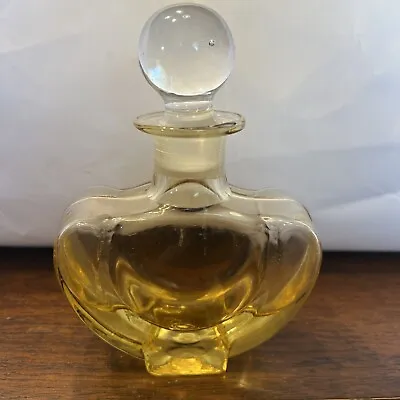 Vintage Lovely Yellow-gold Color Perfume Bottle With Glass Ball Stopper • £19.30