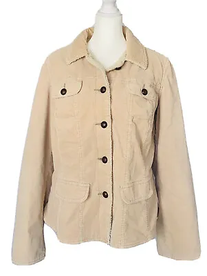 $22 • Buy For Joseph Fortune Women’s Size L Corduroy And Sherpa Jacket Cream/Beige Soft