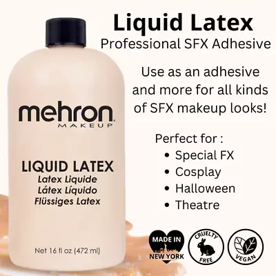 Mehron Liquid Latex 16oz Light Flesh/Soft Beige Halloween SFX Cosplay Gore. • £24.99