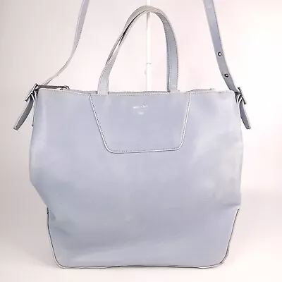 Matt & Nat Tote Bag Vegan Leather Light Pale Blue Distressed Shoulder Bag 13x15  • $35