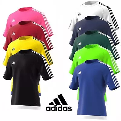 Adidas Men & Ladies Estro 15 Jersey T Shirt Half Sleeve Stripes Sports Gym Wear • £10.99