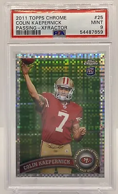 2011 Topps Chrome #25 Colin Kaepernick Rookie RC Xfractor PSA 9 MINT RARE 49ers • $49.95