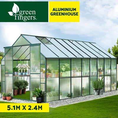 Greenfingers Greenhouse Aluminium Polycarbonate Green House Garden Shed 5.1x2.4M • $719.95