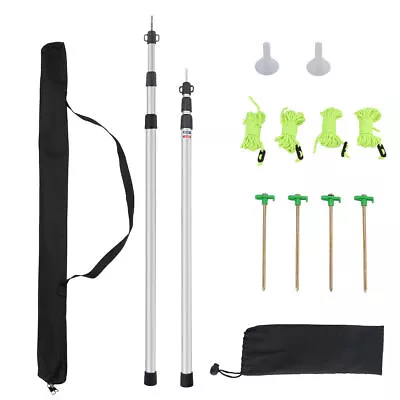 $41.18 • Buy 2X Kit Aluminum Camping Tarp Poles Telescoping Tent Pole Adjustable 90cm-230cm