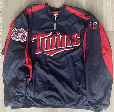 Throwback Minnesota Twins Majestic Dugout 1/4 Zip Pullover W/side Patch Sz Xxl • $89.99