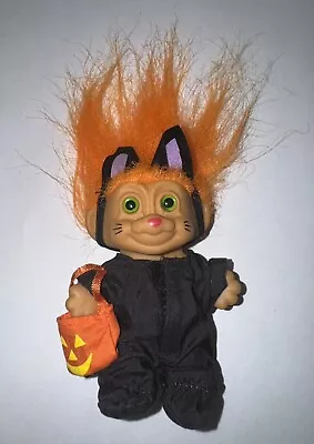 Vtg Russ Troll Doll Halloween Black  KittyCat Orange Hair Trick Or Treating 3” • $11.99