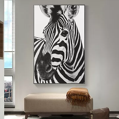 Art Silk Canvas Poster Zebra Black White Animal Paint Wall Print Decor S790 • $9.89