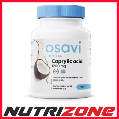 Osavi Caprylic Acid 1200mg Keto Support MCT From Coconut - 60 Softgels • £9.70