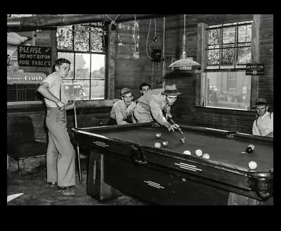 1940 Pool Hall PHOTO Billiards Great Depression General Store Vintage Game Room • $5.48