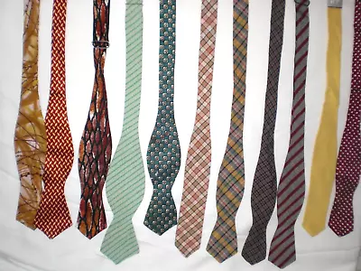 Vtg. Bow Ties 1940's-50s Self-tie Diamond Ends Lot Of 11 Assorted • $28