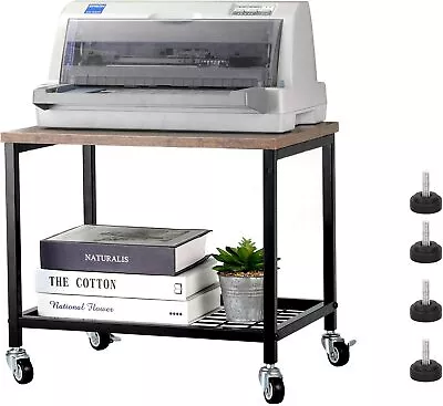 2 Tier Printer Cart Rack & Storage Shelf Lockable Wheels End Table • $28.99