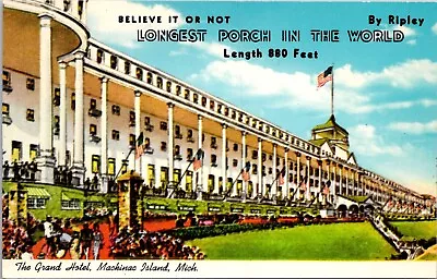 Postcard: Mackinac Island MI GRAND HOTEL RIPLEY LONGEST PORCH IN THE. WORLD • $6.84