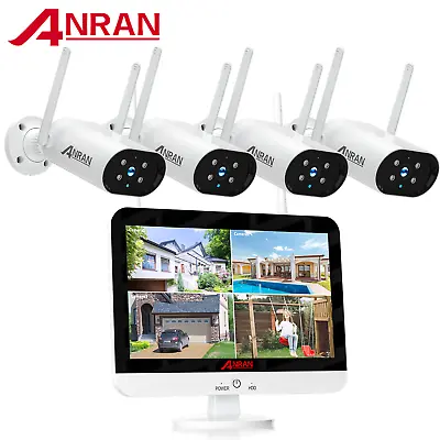 ANRAN Wireless Security Camera System 8CH NVR 12 Monitor Outdoor Home CCTV Video • $49.99