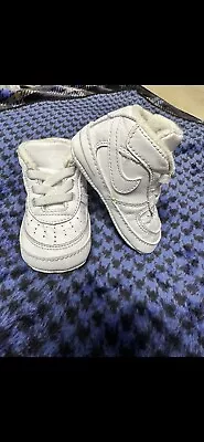 Nike Baby  Force 1 Crib Booties Shoes White CK2201-100 Size 1C High Top • $24.99