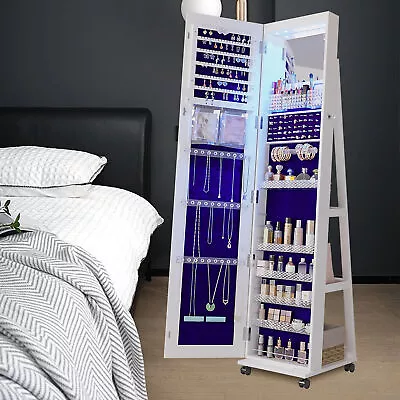 64  LED Jewelry Organizer MirrorJewelry Armoire With Door MirrorJewelry Boxes • $159.99
