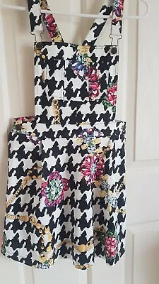 West End Doll Playsuit Overall Dress White Black Pink Flowers Size 8 • $15.99