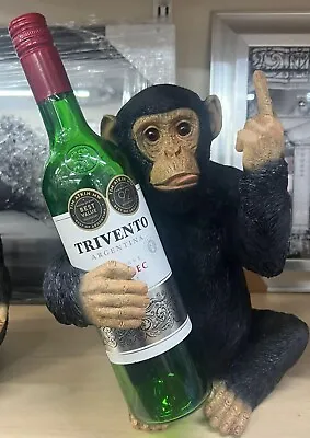 Black Resin Up Yours Cheeky Monkey Wine Bottle Holder Decorative Ornament • £49.99