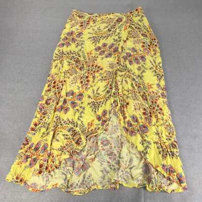 Tigerlily Womens Maxi Skirt Size 14 AUS Yellow Floral A-Line • $17.48