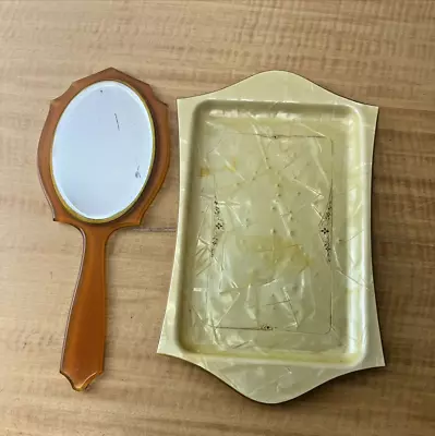 Vintage Lyralin Bakelite Vanity Tray & Hand Mirror • $25